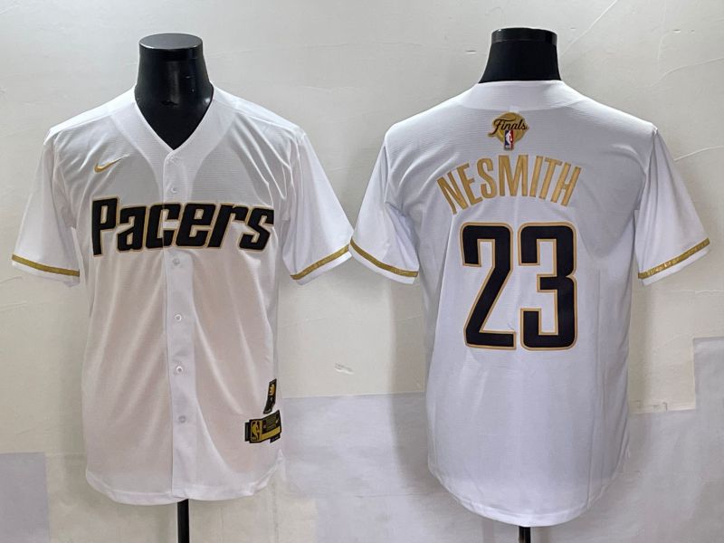 Men 2025 Indiana Pacers 23 Nesmith White Joint Name NBA Jersey style 24